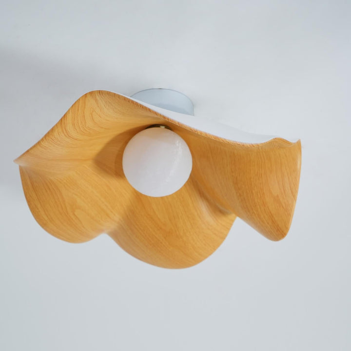 Solara Plafonnier Feuille de Lotus avec finition bois et blanc - Neutralighting