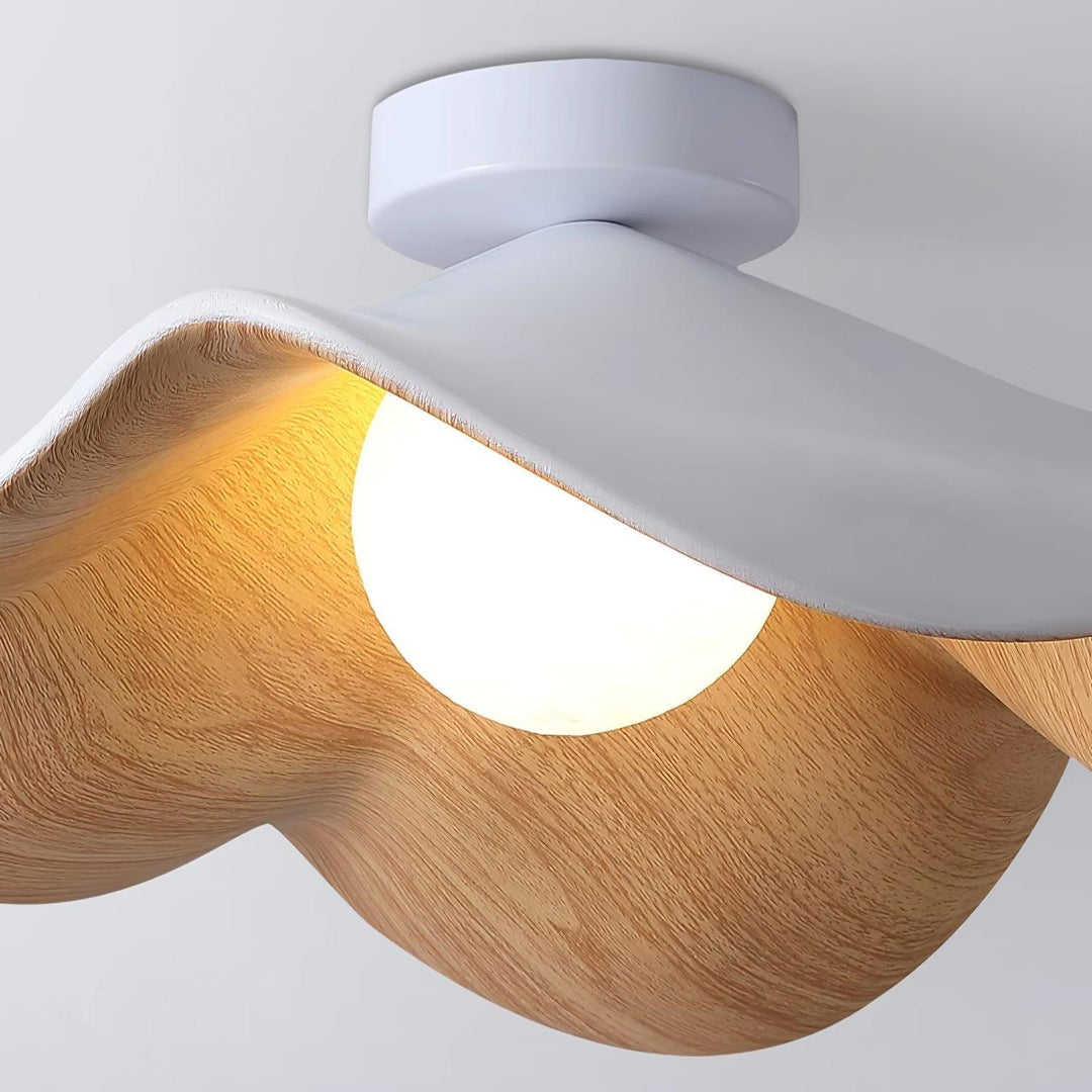 Solara Plafonnier Feuille de Lotus avec finition bois et blanc - Neutralighting