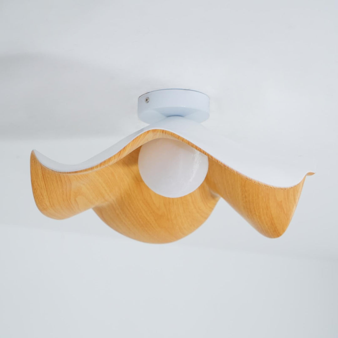 Solara Plafonnier Feuille de Lotus avec finition bois et blanc - Neutralighting