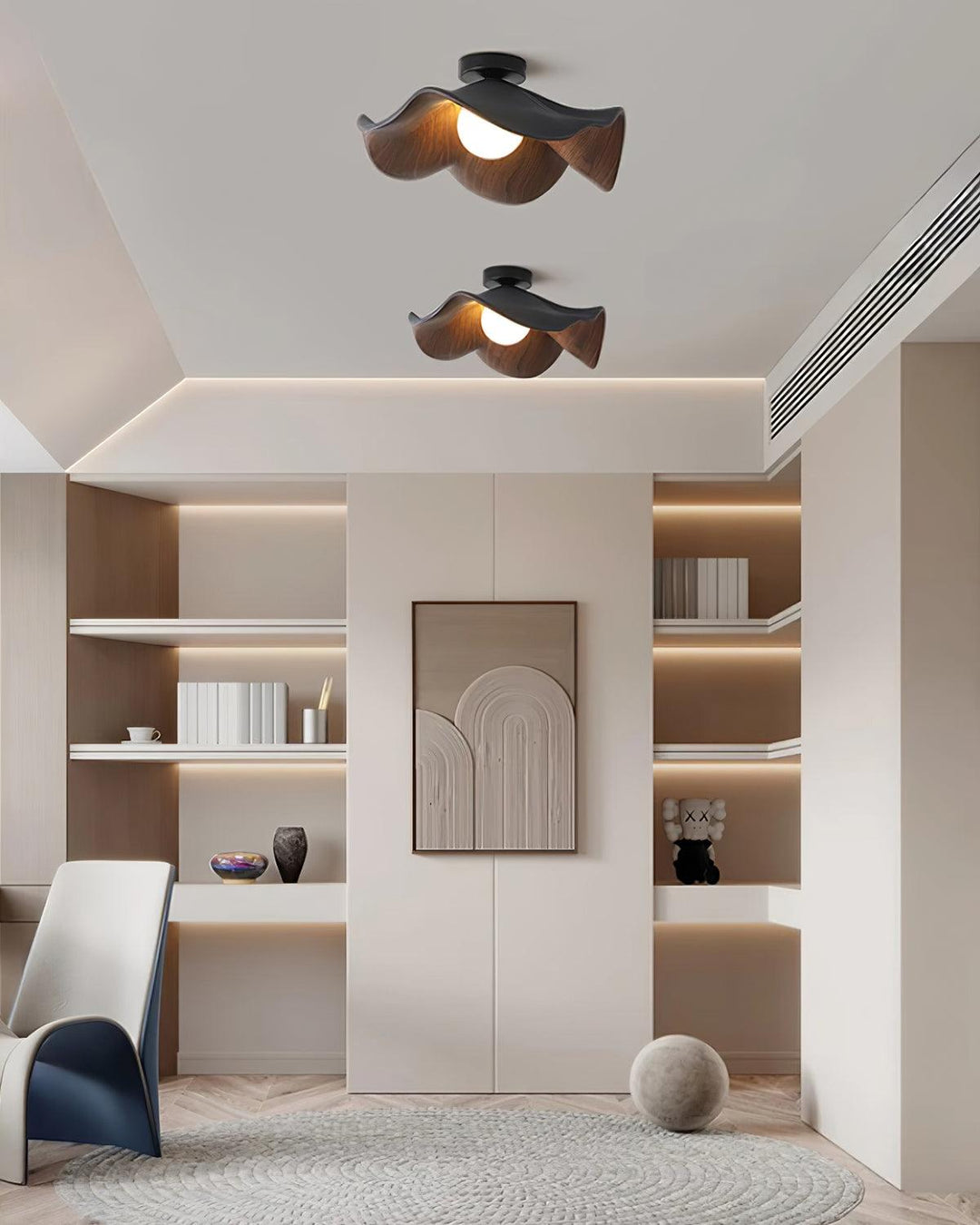 Solara Plafonnier Feuille de Lotus avec finition bois et blanc - Neutralighting