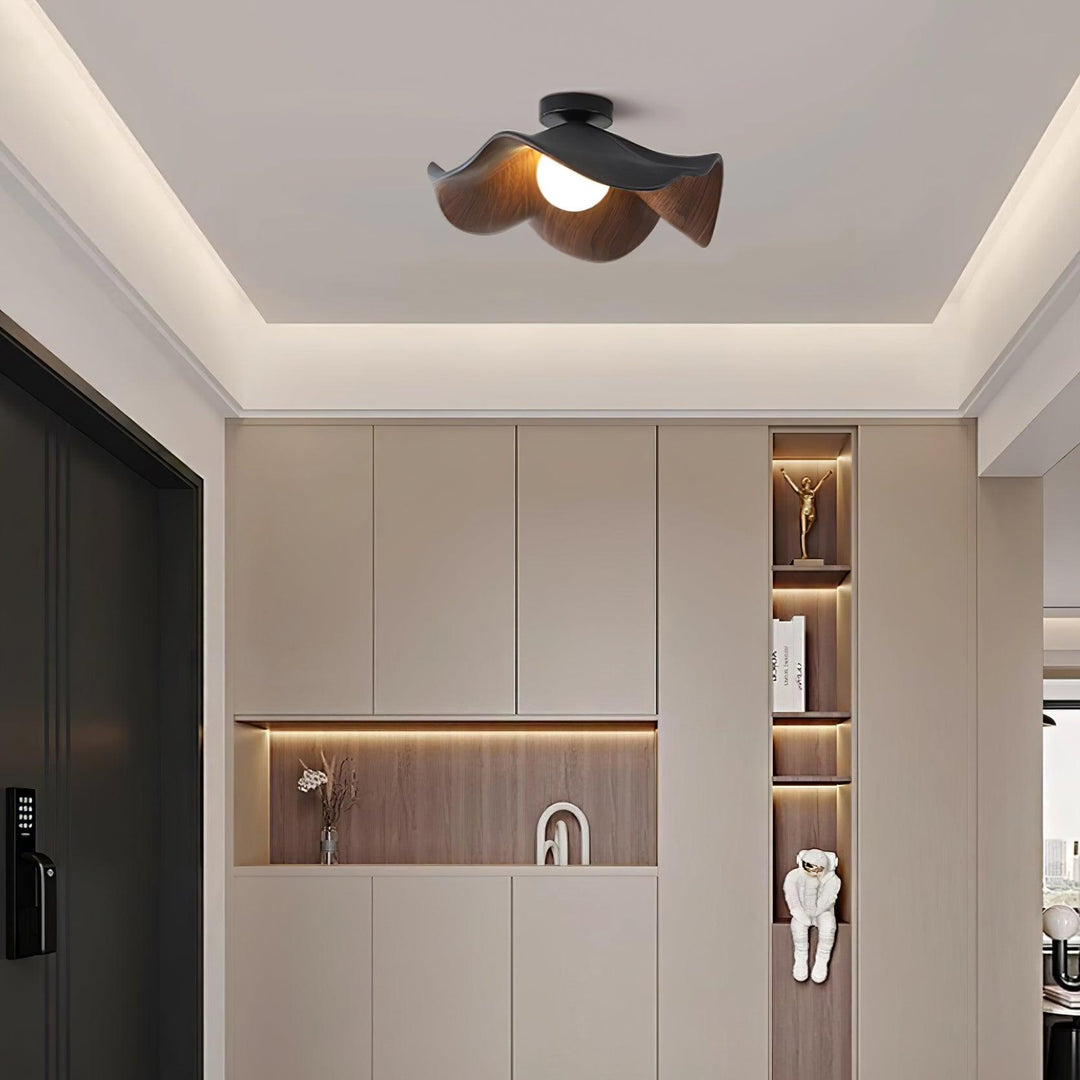 Solara Plafonnier Feuille de Lotus avec finition bois et blanc - Neutralighting