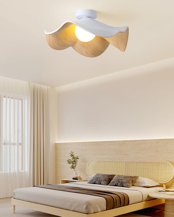 Solara Plafonnier Feuille de Lotus avec finition bois et blanc - Neutralighting