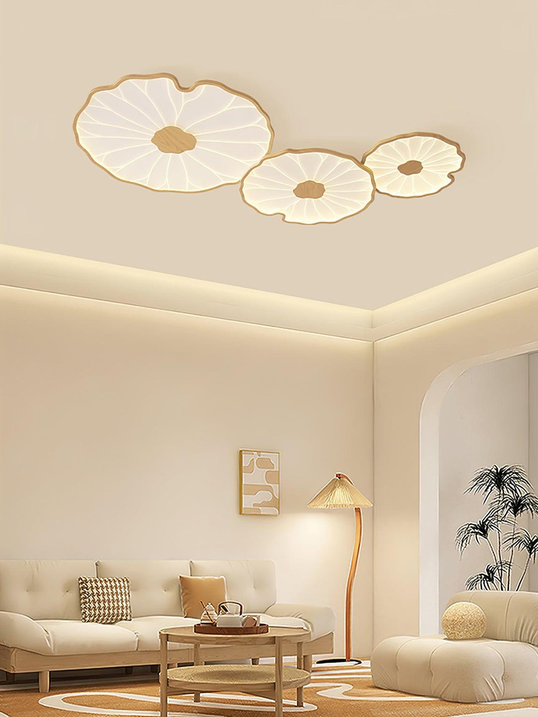 Solara Plafonnier Feuille de Lotus avec Finition Bois - Neutralighting