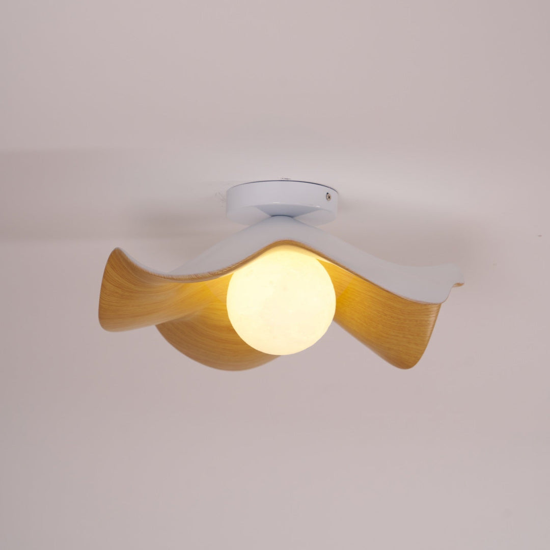 Solara Plafonnier Feuille de Lotus avec finition bois et blanc - Neutralighting