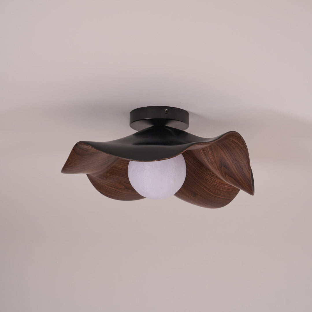 Solara Plafonnier Feuille de Lotus avec finition bois et blanc - Neutralighting