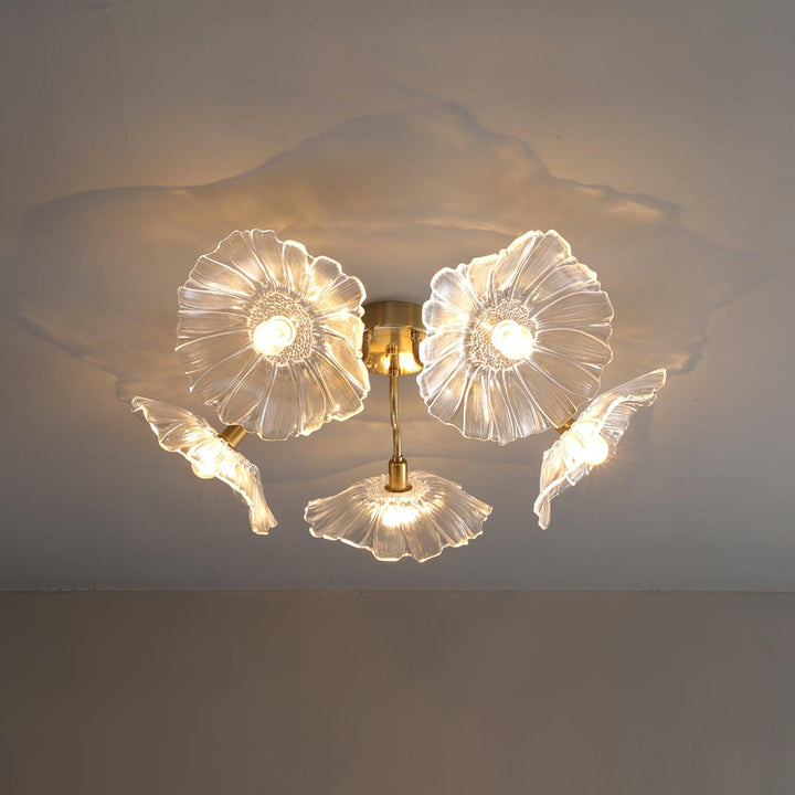 Solara Plafonnier en Verre Feuille avec Laiton Élégant - Neutralighting