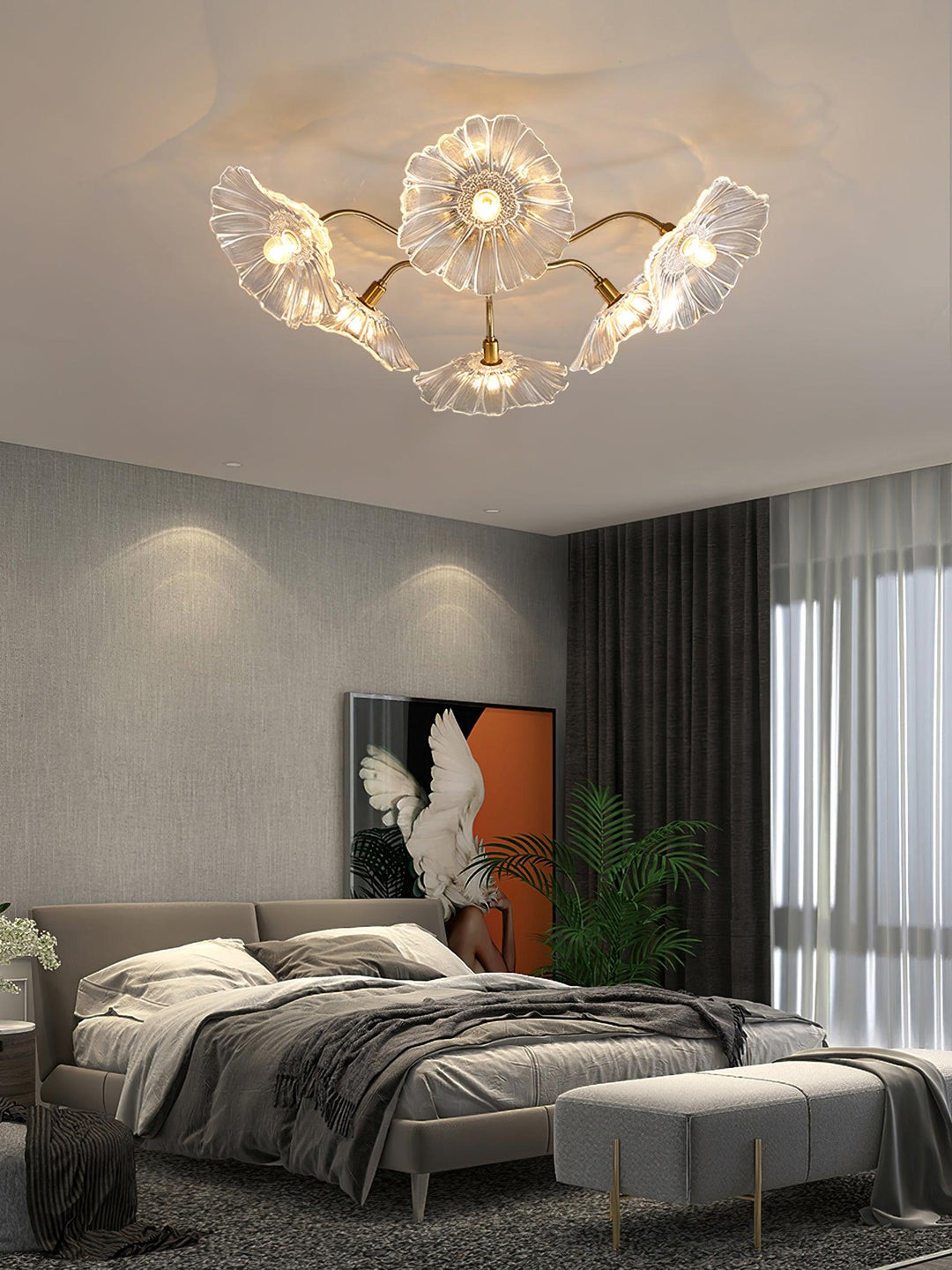 Solara Plafonnier en Verre Feuille avec Laiton Élégant - Neutralighting