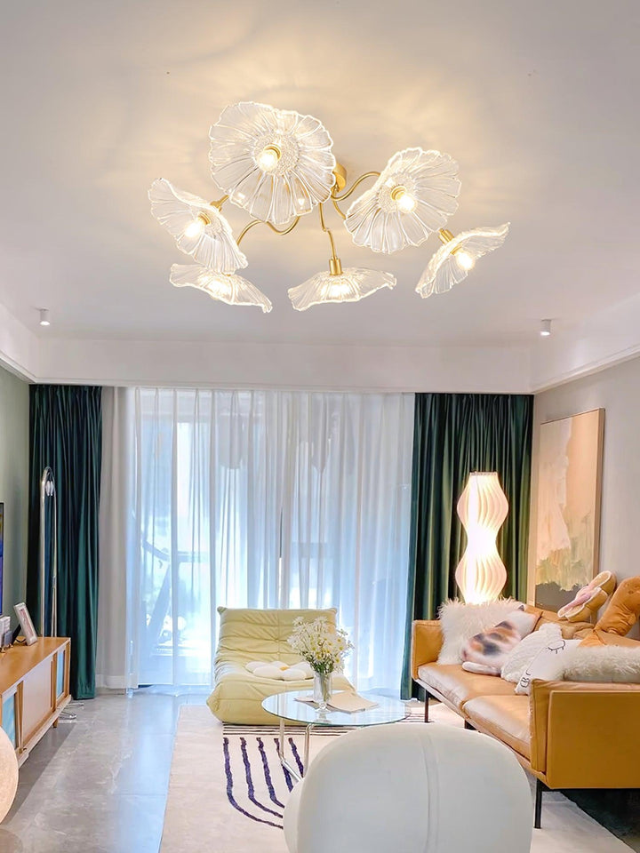 Solara Plafonnier en Verre Feuille avec Laiton Élégant - Neutralighting