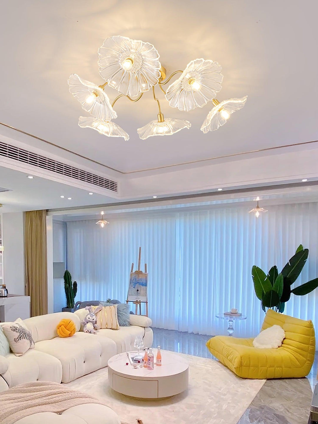 Solara Plafonnier en Verre Feuille avec Laiton Élégant - Neutralighting