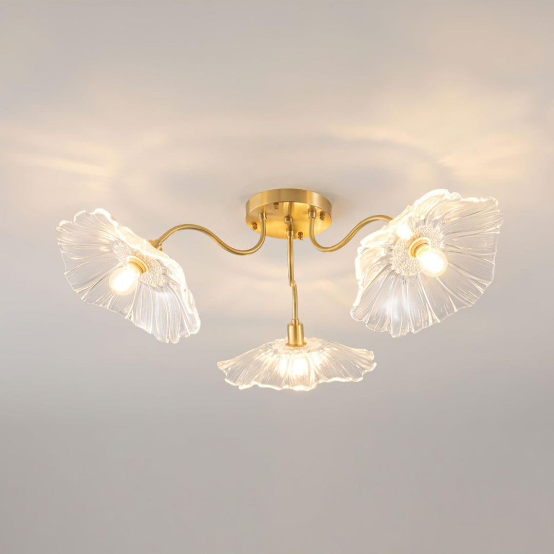 Solara Plafonnier en Verre Feuille avec Laiton Élégant - Neutralighting