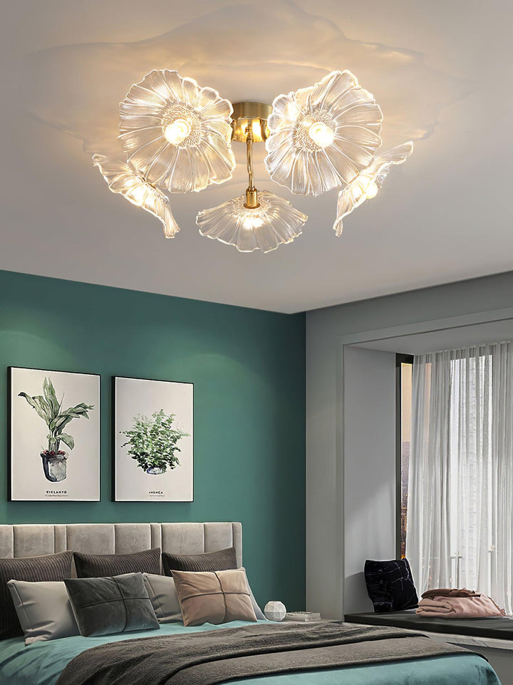 Solara Plafonnier en Verre Feuille avec Laiton Élégant - Neutralighting