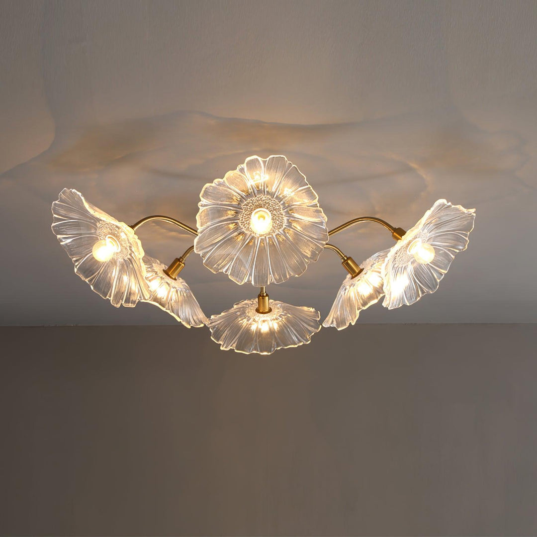 Solara Plafonnier en Verre Feuille avec Laiton Élégant - Neutralighting