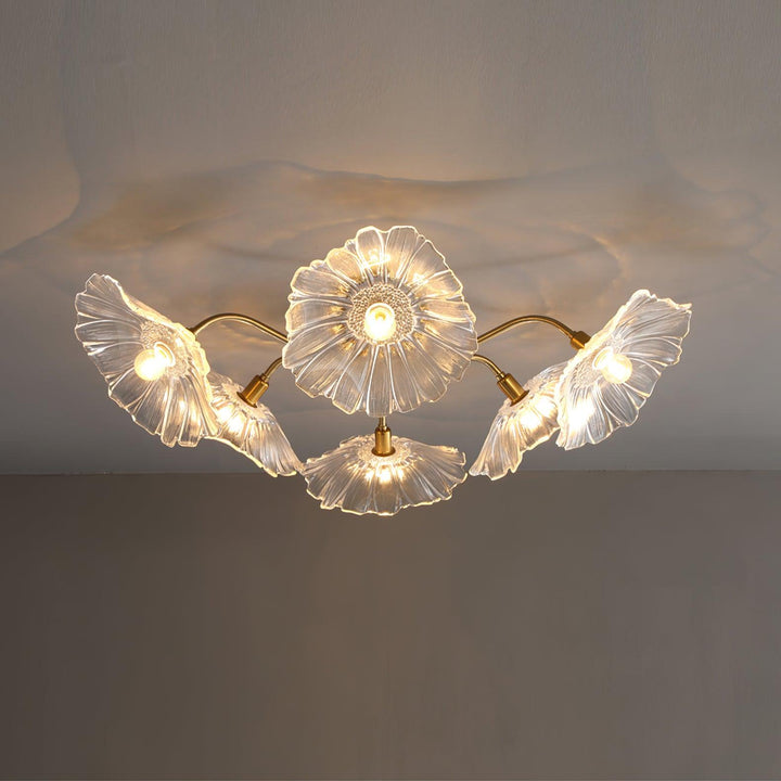 Solara Plafonnier en Verre Feuille avec Laiton Élégant - Neutralighting