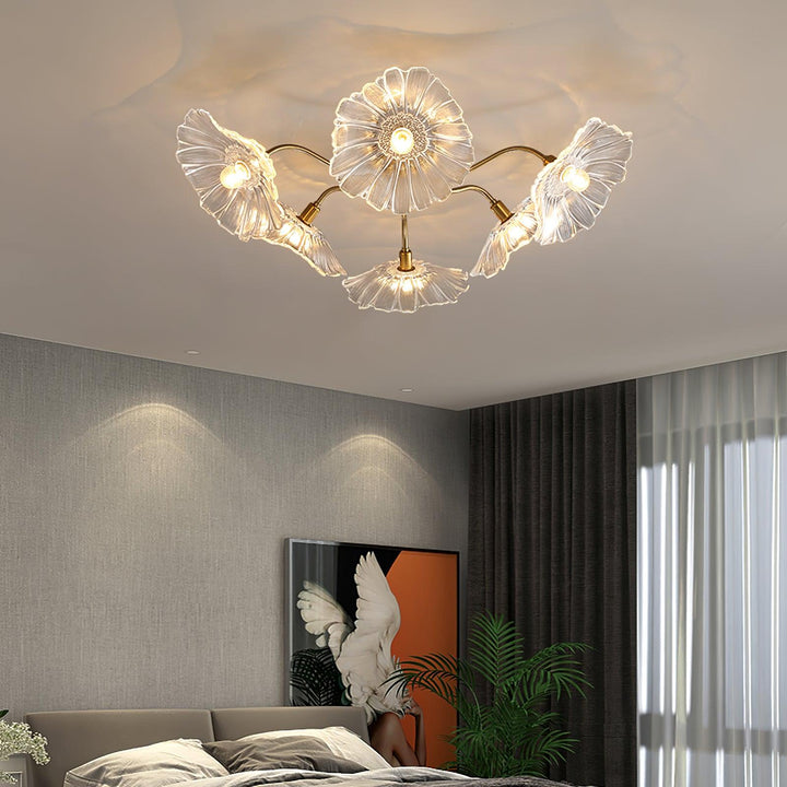Solara Plafonnier en Verre Feuille avec Laiton Élégant - Neutralighting