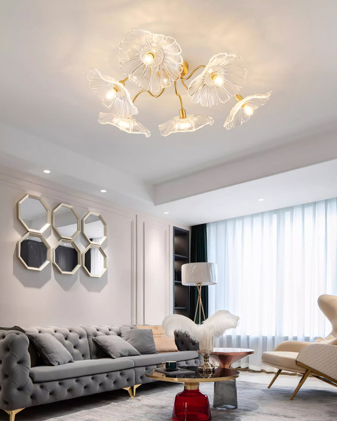 Solara Plafonnier en Verre Feuille avec Laiton Élégant - Neutralighting