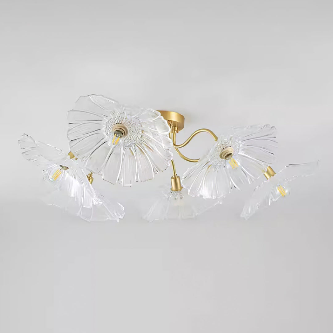 Solara Plafonnier en Verre Feuille avec Laiton Élégant - Neutralighting