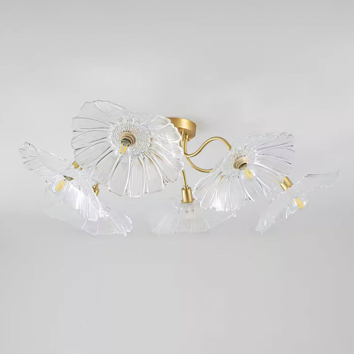 Solara Plafonnier en Verre Feuille avec Laiton Élégant - Neutralighting