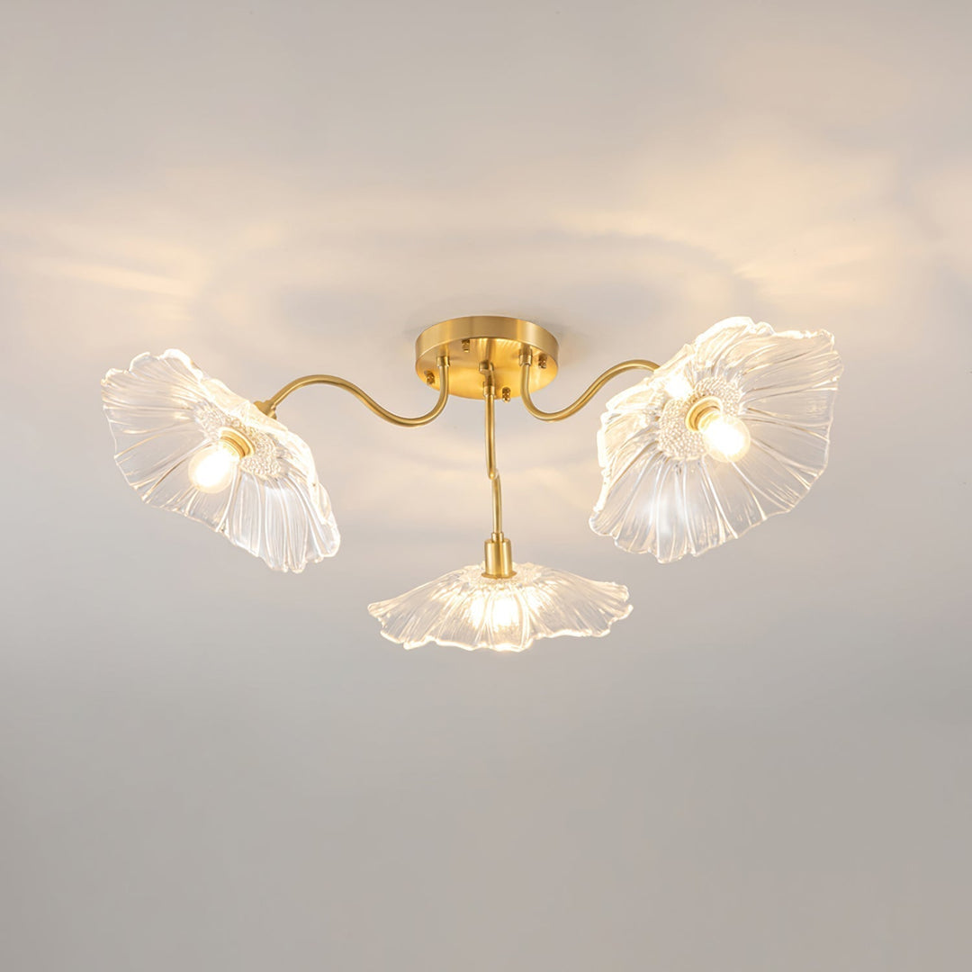 Solara Plafonnier en Verre Feuille avec Laiton Élégant - Neutralighting