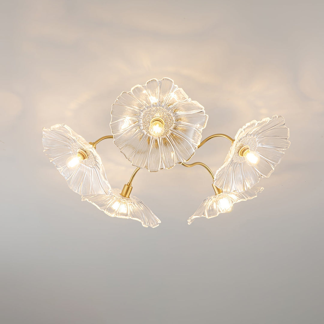 Solara Plafonnier en Verre Feuille avec Laiton Élégant - Neutralighting