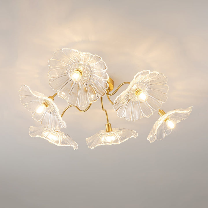 Solara Plafonnier en Verre Feuille avec Laiton Élégant - Neutralighting