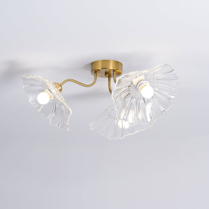 Solara Plafonnier en Verre Feuille avec Laiton Élégant - Neutralighting