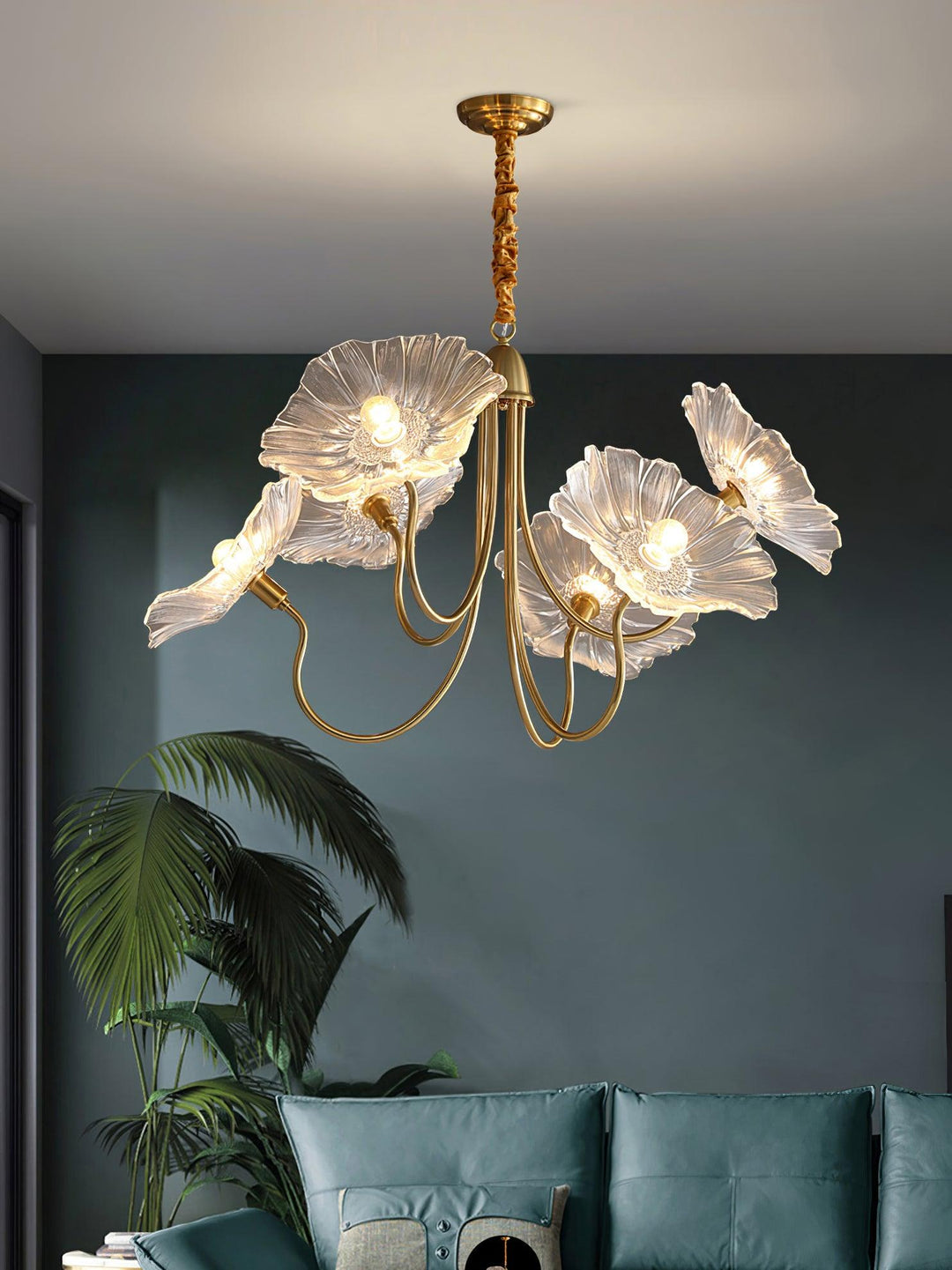 Lustra Chandelier Feuille de Lotus en Verre - Neutralighting