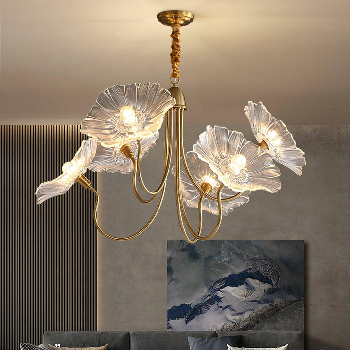 Lustra Chandelier Feuille de Lotus en Verre - Neutralighting