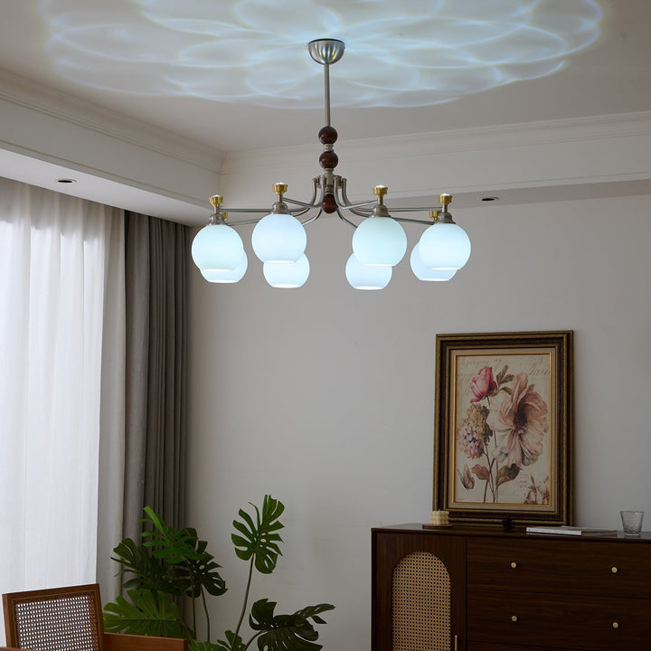 Eursoria Chandelier Bois Verre Art Orb Traditionnel - Neutralighting