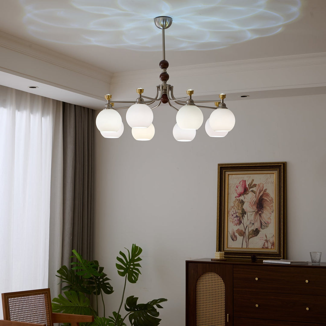 Eursoria Chandelier Bois Verre Art Orb Traditionnel - Neutralighting