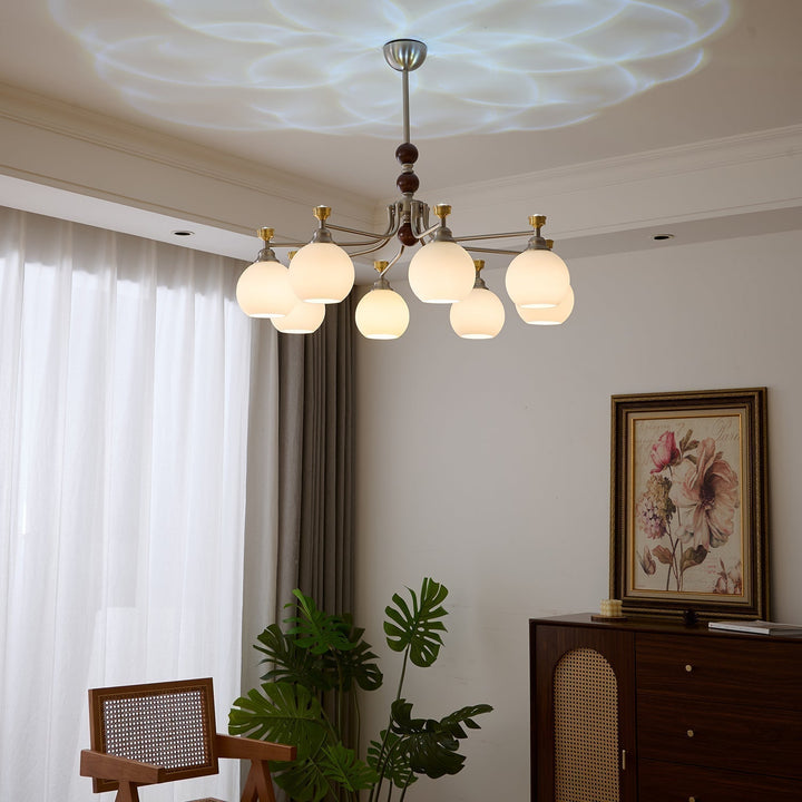 Eursoria Chandelier Bois Verre Art Orb Traditionnel - Neutralighting