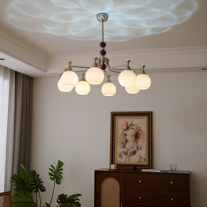 Eursoria Chandelier Bois Verre Art Orb Traditionnel - Neutralighting