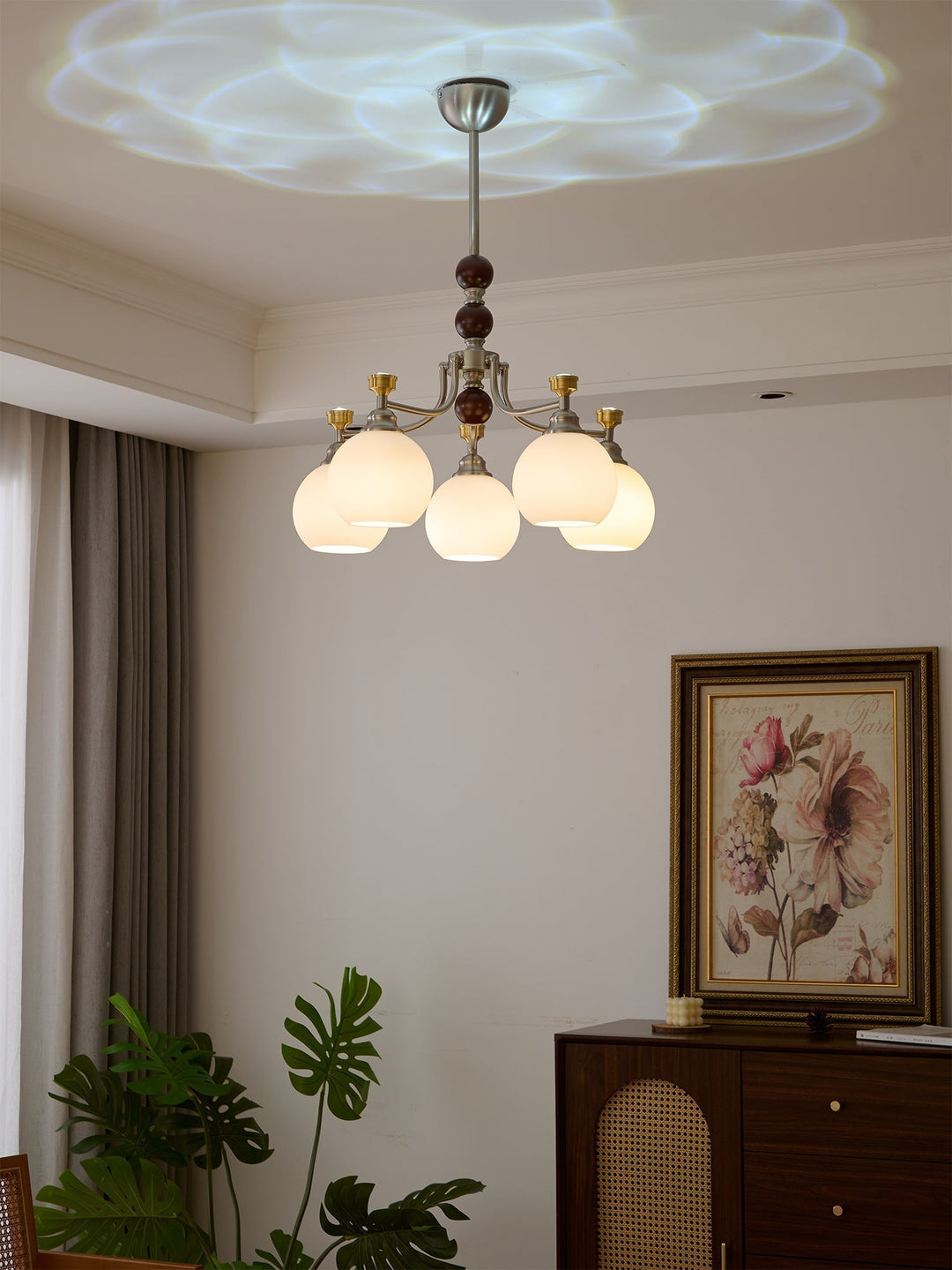 Eursoria Chandelier Bois Verre Art Orb Traditionnel - Neutralighting
