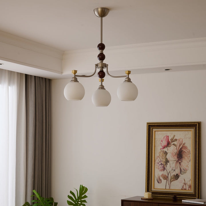 Eursoria Chandelier Bois Verre Art Orb Traditionnel - Neutralighting