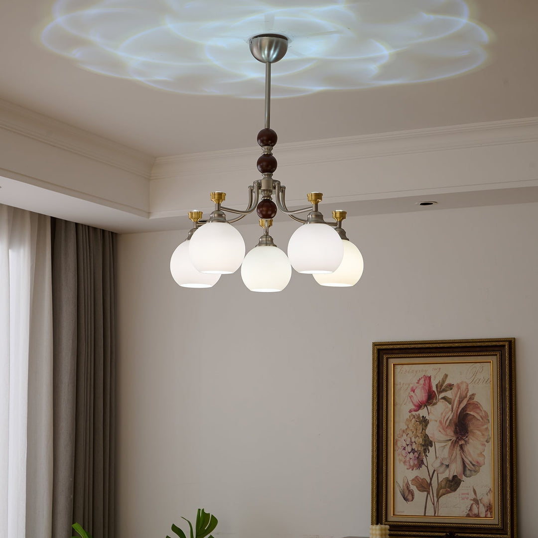 Eursoria Chandelier Bois Verre Art Orb Traditionnel - Neutralighting