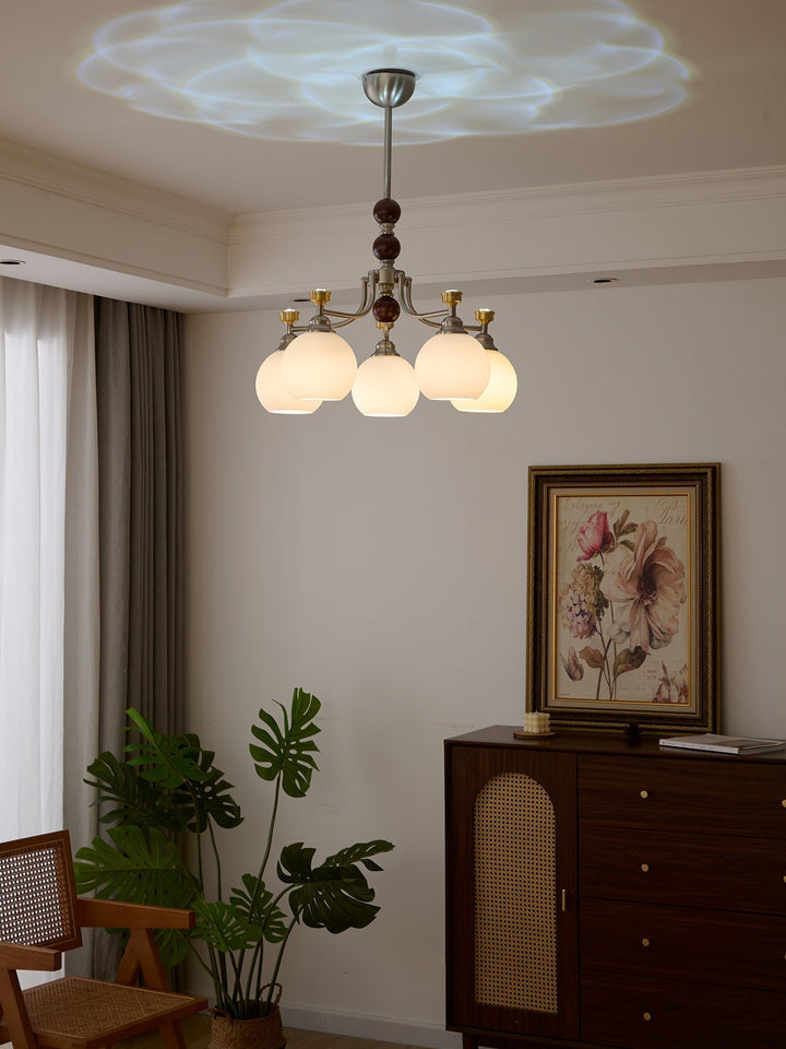 Eursoria Chandelier Bois Verre Art Orb Traditionnel - Neutralighting
