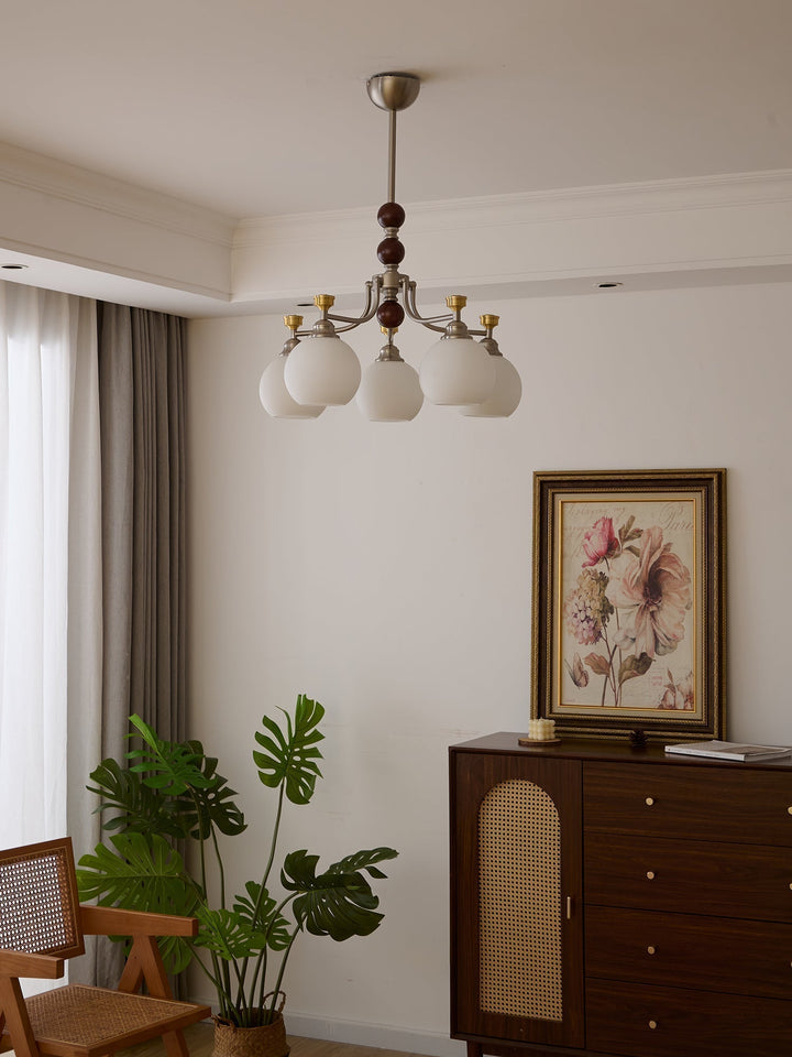 Eursoria Chandelier Bois Verre Art Orb Traditionnel - Neutralighting