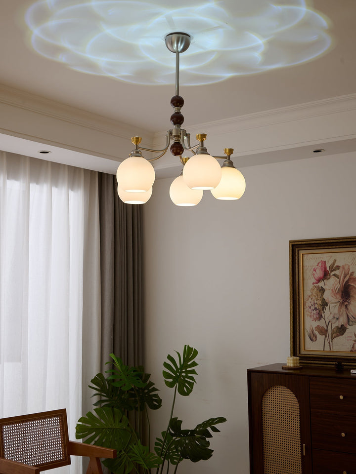 Eursoria Chandelier Bois Verre Art Orb Traditionnel - Neutralighting
