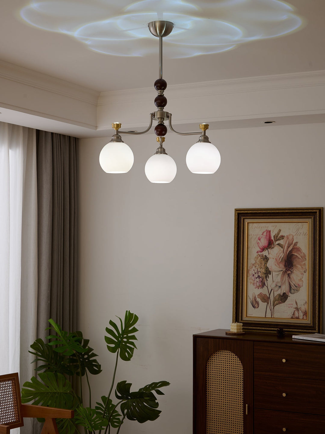 Eursoria Chandelier Bois Verre Art Orb Traditionnel - Neutralighting
