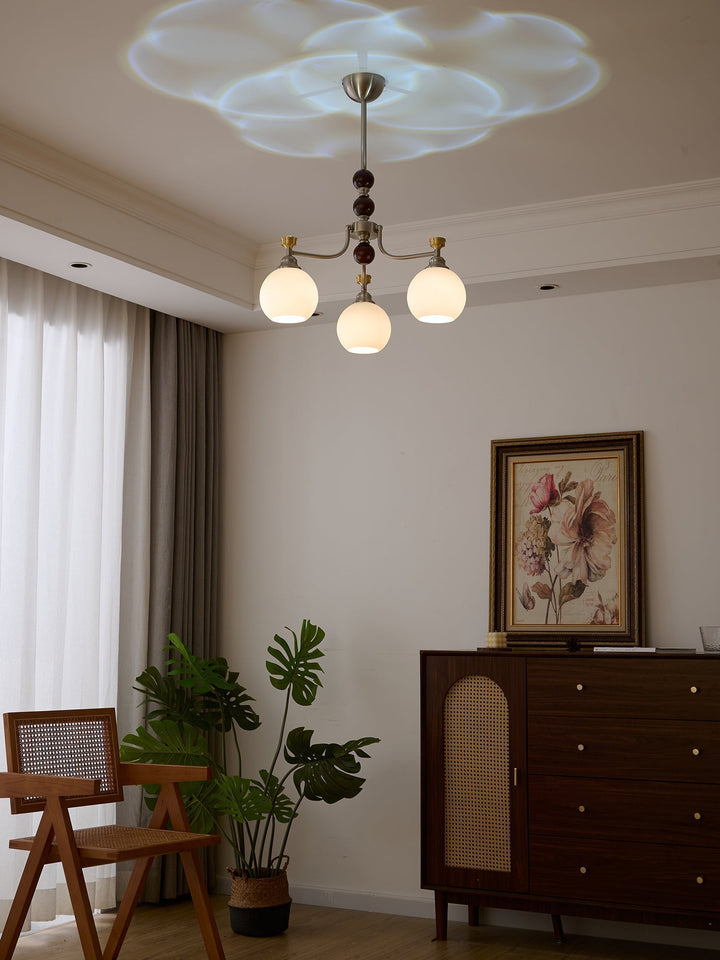 Eursoria Chandelier Bois Verre Art Orb Traditionnel - Neutralighting