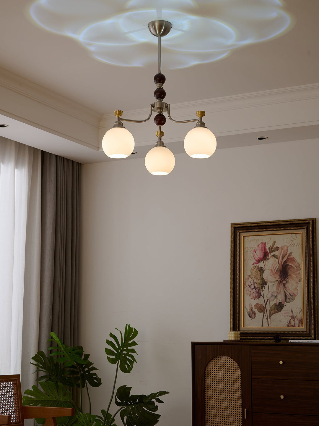 Eursoria Chandelier Bois Verre Art Orb Traditionnel - Neutralighting