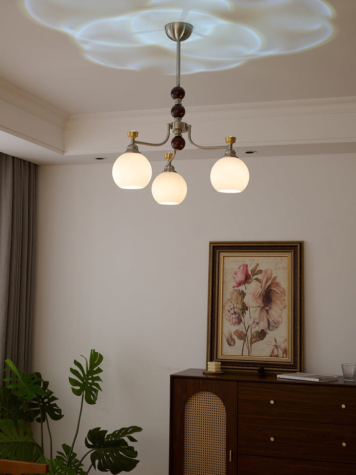 Eursoria Chandelier Bois Verre Art Orb Traditionnel - Neutralighting