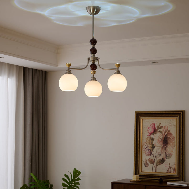 Eursoria Chandelier Bois Verre Art Orb Traditionnel - Neutralighting