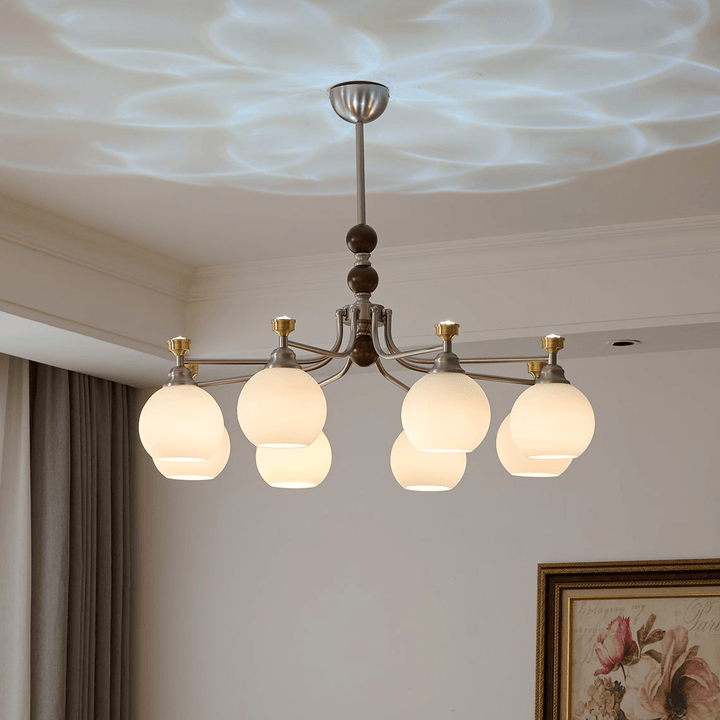 Eursoria Chandelier Bois Verre Art Orb Traditionnel - Neutralighting