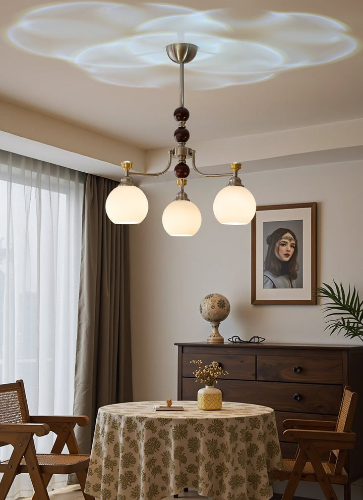 Eursoria Chandelier Bois Verre Art Orb Traditionnel - Neutralighting