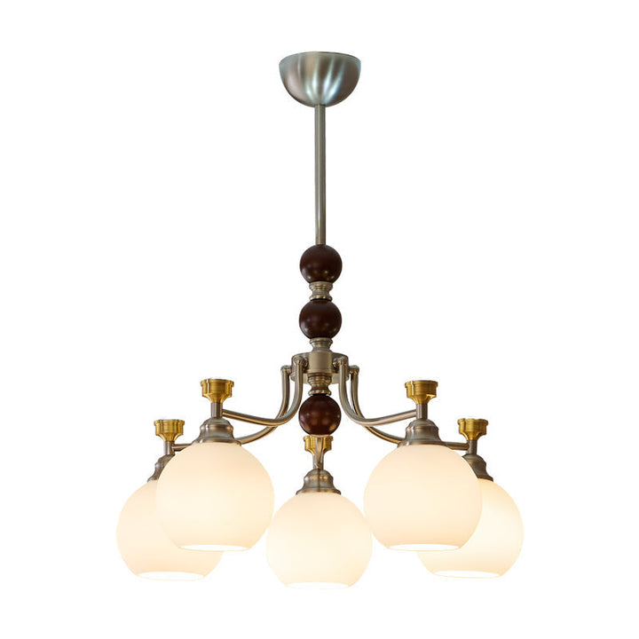 Eursoria Chandelier Bois Verre Art Orb Traditionnel - Neutralighting