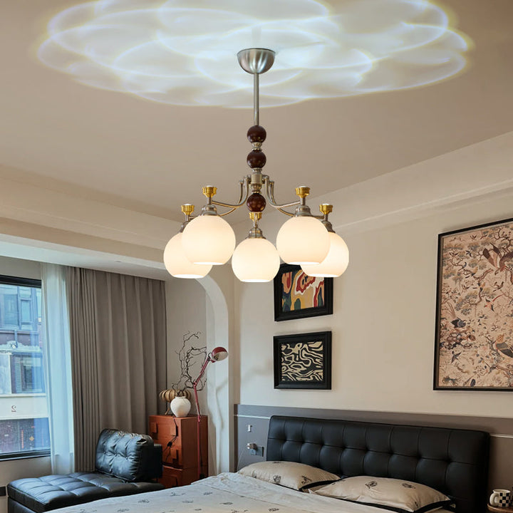 Eursoria Chandelier Bois Verre Art Orb Traditionnel - Neutralighting