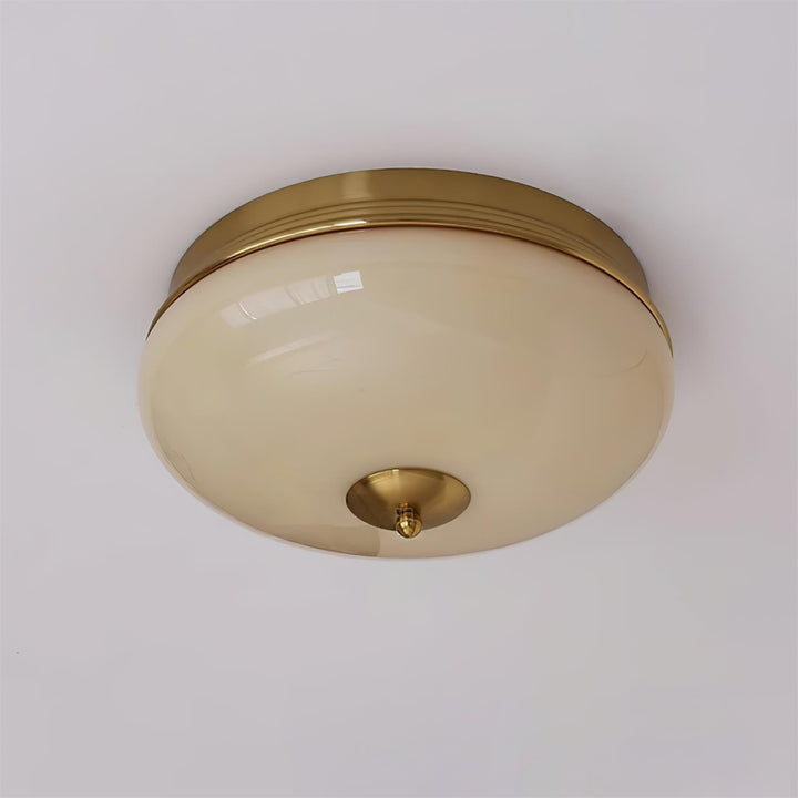 Ludo Plafonnier Noir et or, Abat-jour Rond Laiteux - Neutralighting