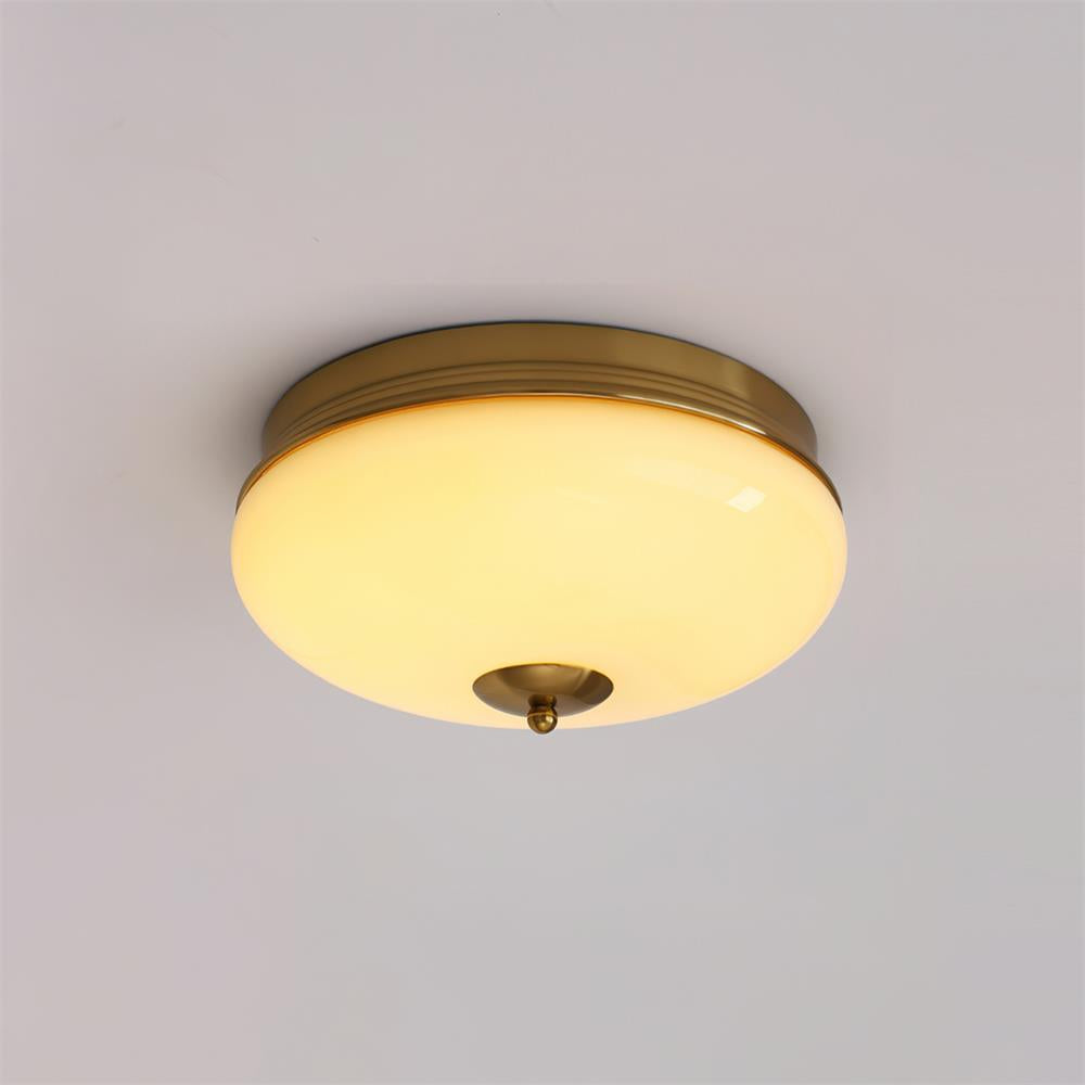 Ludo Plafonnier Noir et or, Abat-jour Rond Laiteux - Neutralighting