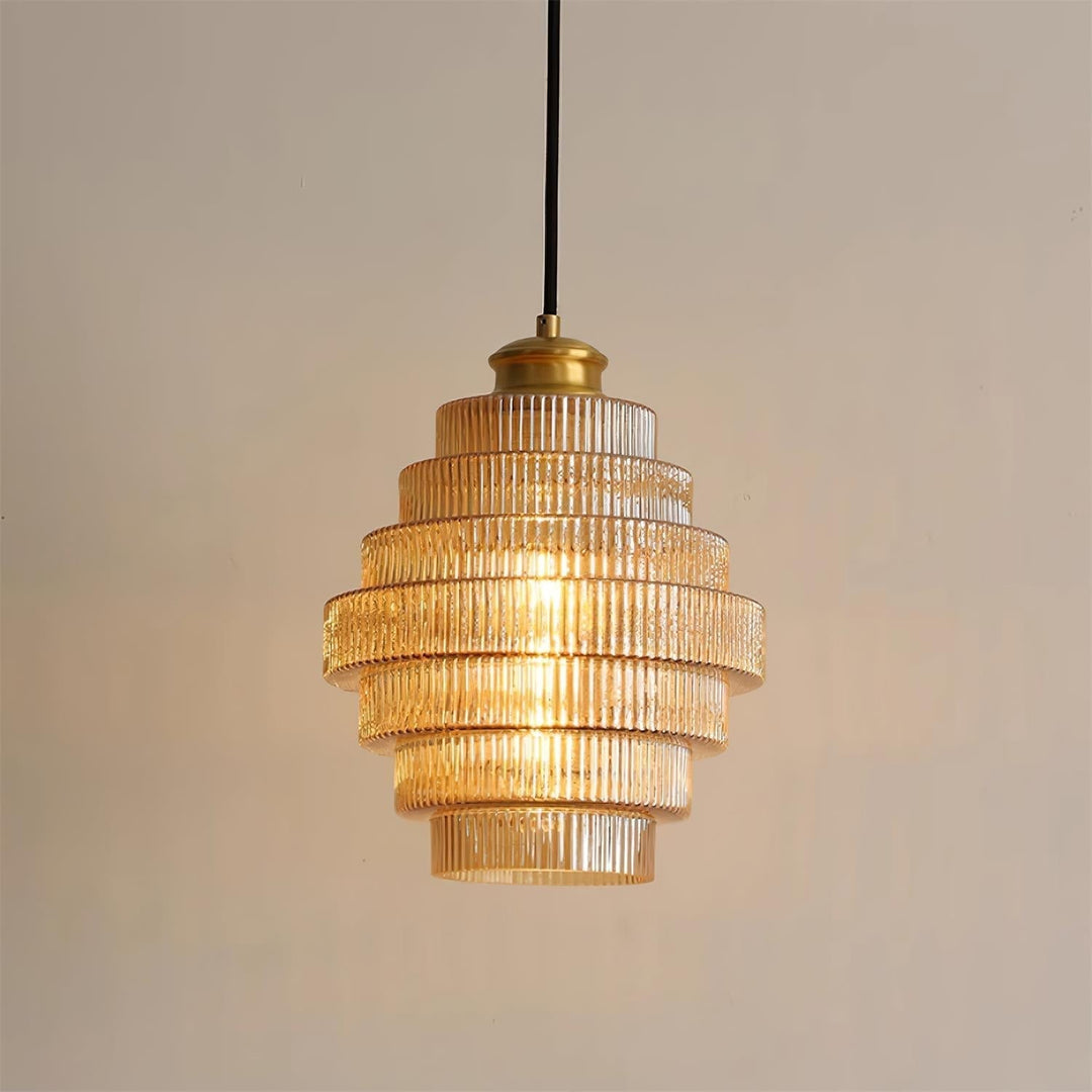 Brivelle Lampe Pendante Verre Cannelé à Brancher - Neutralighting