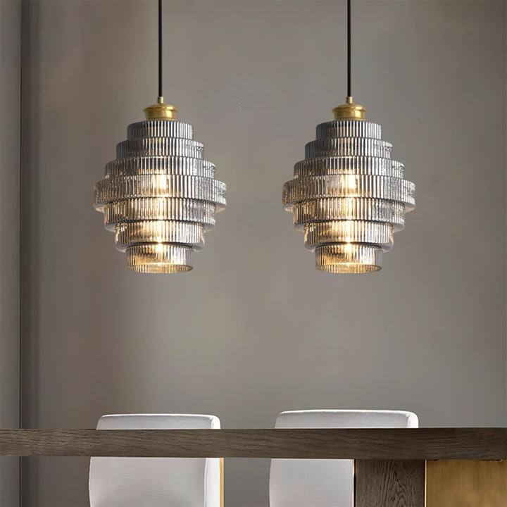 Brivelle Lampe Pendante Verre Cannelé à Brancher - Neutralighting